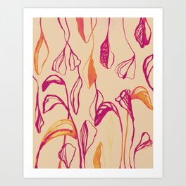 Magic Garden Art Print | Pattern, Acuarela, Painting, Pinkandorange, Watercolor, Patron, Orange, Pink, Print, Naranja 