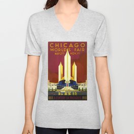 Chicago World's Fair Illustration V Neck T Shirt
