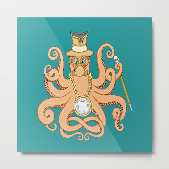 Steampunk Octopus Metal Print
