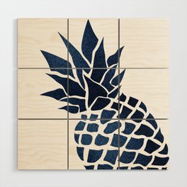 Pineapple, Big Blue, Denim Navy Wood Wall Art
