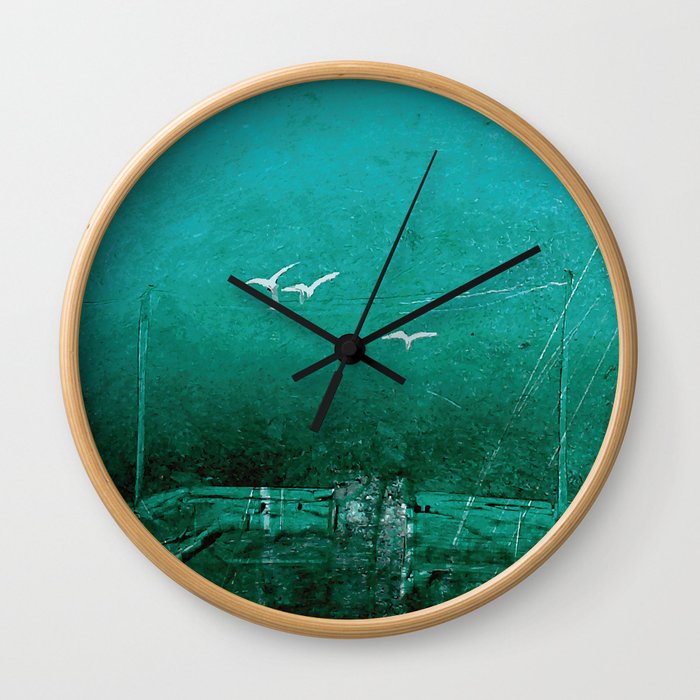 Emerald seagulls Wall Clock