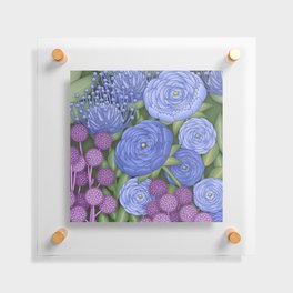 Romantic Bohemian Floral and Thistle Pattern // Cobalt Blue, Royal Blue, Green, Plum Purple Floating Acrylic Print