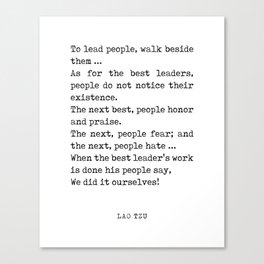 The best leader - Lao Tzu Quote - Literature - Typewriter Print Canvas Print