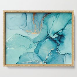 Abstract Turquoise Art Print By LandSartprints Serving Tray