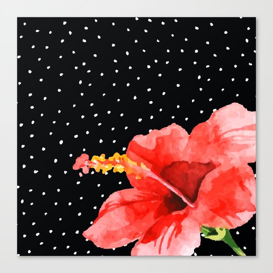 Tropical flower on dots Canvas Print