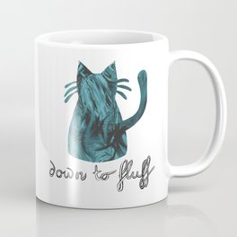 Down to Fluff Cute Cat Quote Blue Abstract Print Coffee Mug