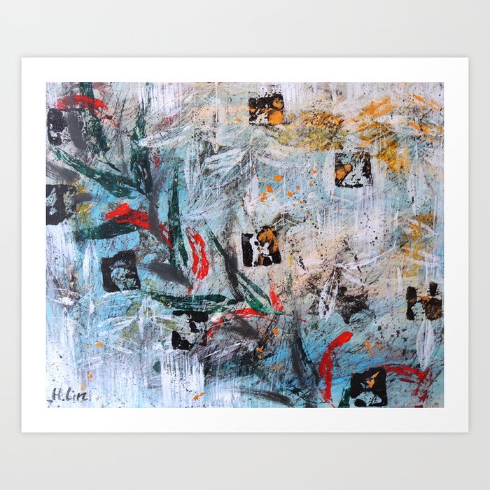 Autumn Shuffle Gum Tree Leaves Original Abstract Painting By
