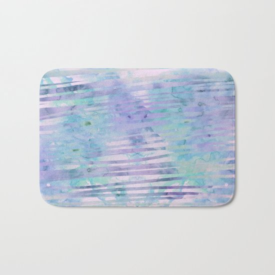 Modern hand drawn geometric stripes purple watercolor pattern Bath Mat