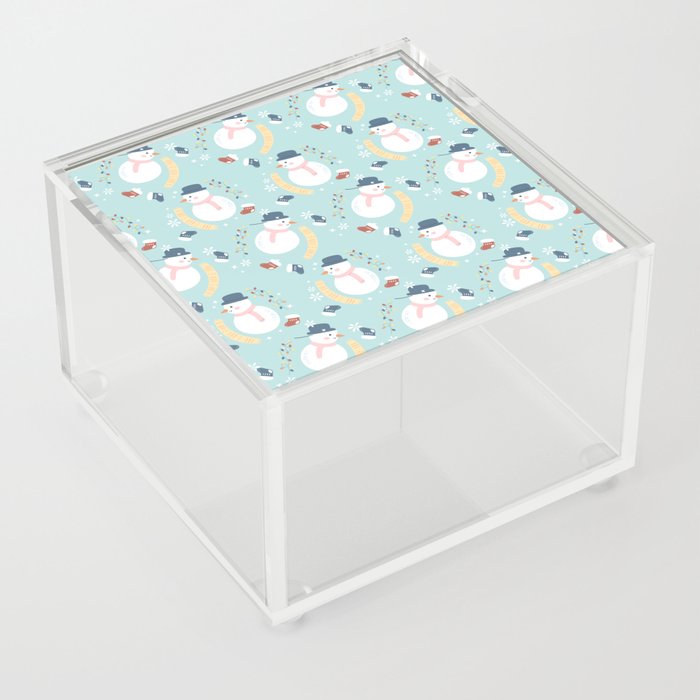 Christmas Pattern Light Blue Snowman Fairy Acrylic Box