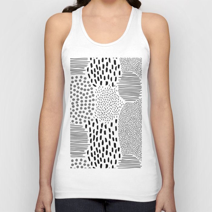 Abstract black and white pencil doodle pattern Tank Top