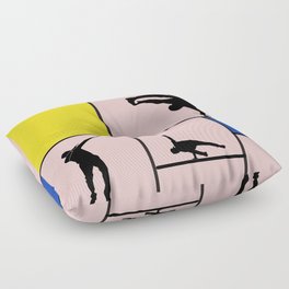 Street dancing like Piet Mondrian - Yellow, and Blue on the pink background Floor Pillow