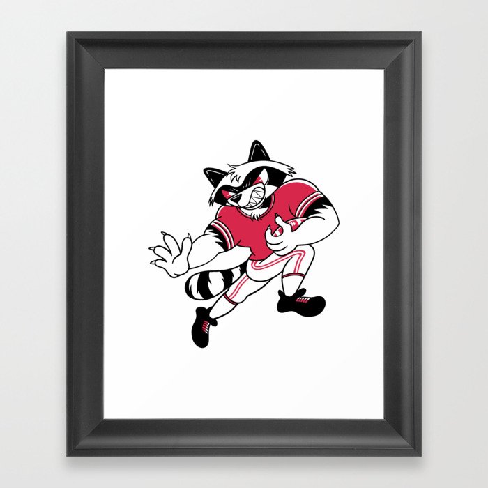 Football Raccoon Funny Sport Animal Trash Panda Framed Art Print