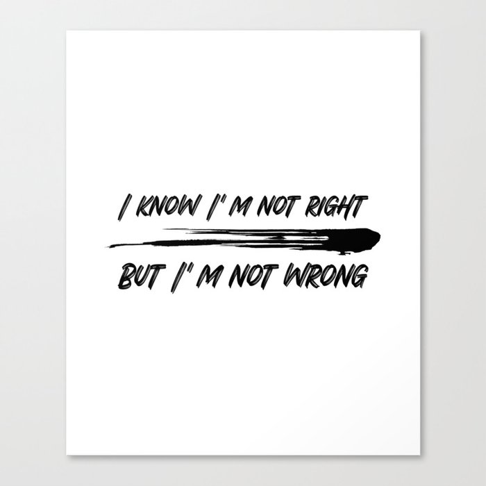 I know I'm not right but I'm not wrong Canvas Print