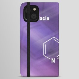 Niacin (nicotinic acid) molecule, vitamin B3 Structural chemical formula iPhone Wallet Case