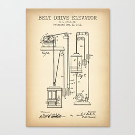 Elevator vintage patent Canvas Print