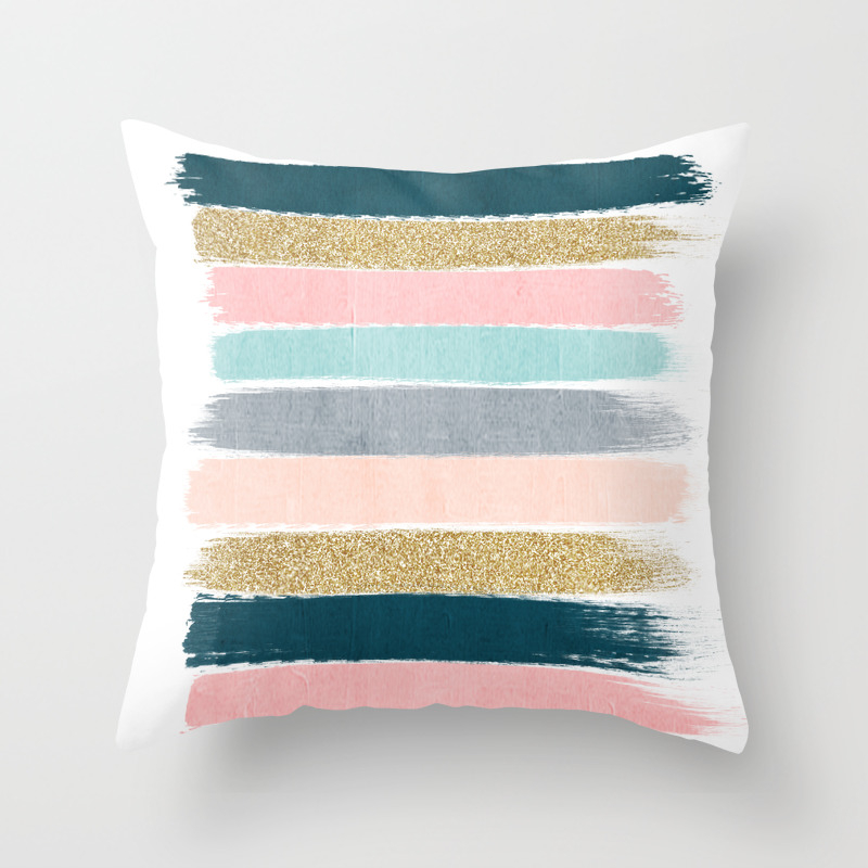 Zara Minimal Gold Navy Pink Pastel Stripes Painterly Boho Decor