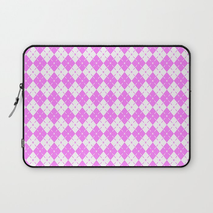 Light Magenta Pink Argyle Diamond Pattern Laptop Sleeve