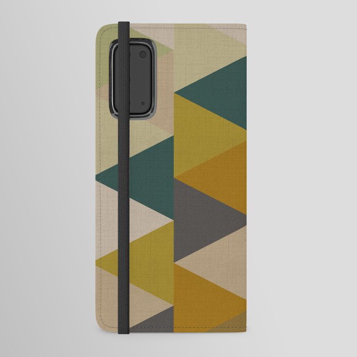 geometric mid century abstract nature green Android Wallet Case