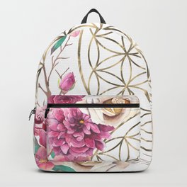 Flower of Life Rose Garden Gold Backpack