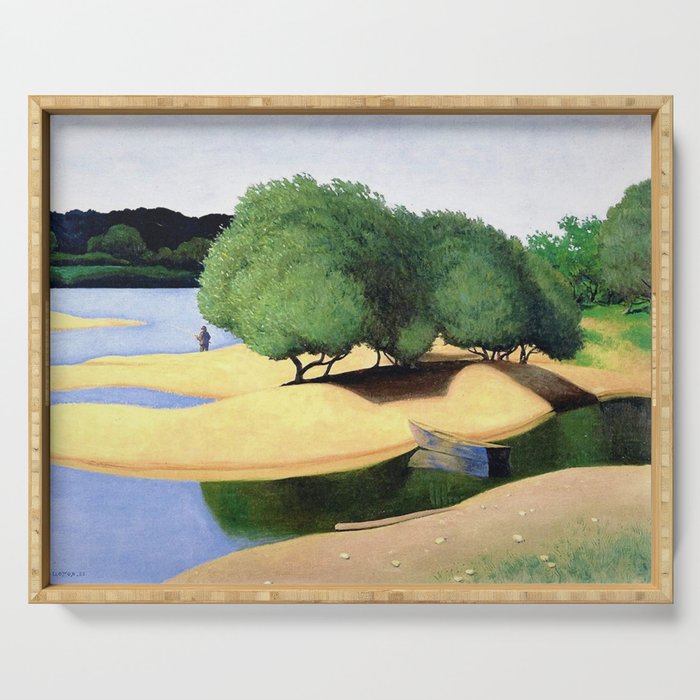 Sandbanks on the Loire river pastoral landscape painting by Felix Vallotton Serving Tray
