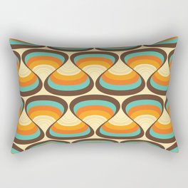Wavy Turquoise Orange and Brown Retro Lines Rectangular Pillow