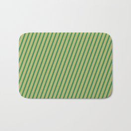 [ Thumbnail: Dark Khaki and Sea Green Colored Lines Pattern Bath Mat ]
