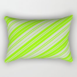 [ Thumbnail: Light Grey & Chartreuse Colored Lines/Stripes Pattern Rectangular Pillow ]