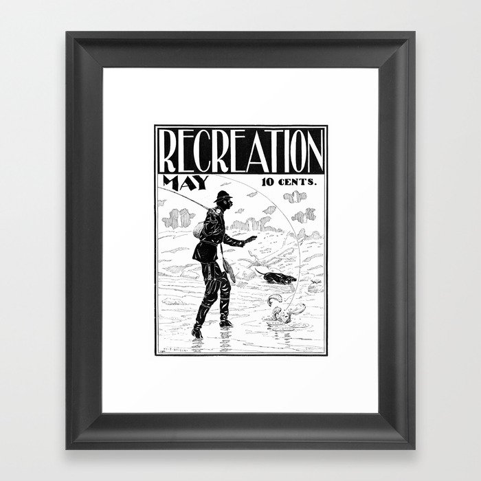 Vintage Fly Fishing Print - Recreation Magazine, 1890s - Man Cave Framed Art  Print by Vintage Wall Art