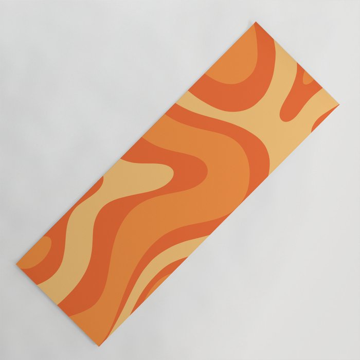 Retro Modern Liquid Swirl Abstract Pattern Square in Orange Tangerine and Yellow Tones Yoga Mat