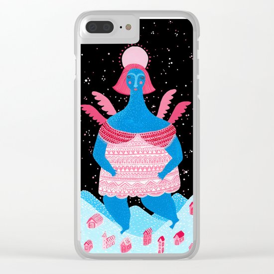 Merry Christmas! - Angel above the village Clear iPhone Case
