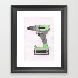 Power Drill Watercolor Framed Art Print