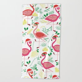 Beach Towels By Clog Society6 Flamingo Christmas Beach Towel