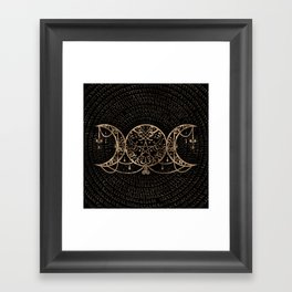 Triple Moon - Triple Goddess Gold and black Framed Art Print
