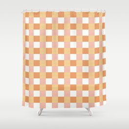 Cheerful Checks in tangerine, orange, pink and white.  Shower Curtain