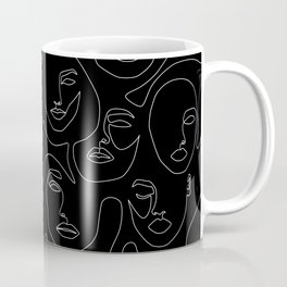 Faces in Dark Kaffeebecher | Female, Finearts, Girl, Continuousline, Face, Woman, Graphicdesign, Singleline, Abstract, Abstraction 