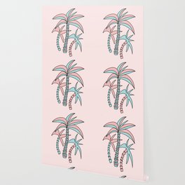 Retro Summer Palm Trees #1 #minimal #decor #art #society6 Wallpaper