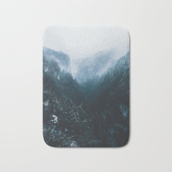 Foggy Forest Mountain Valley - Landscape Photography Bath Mat