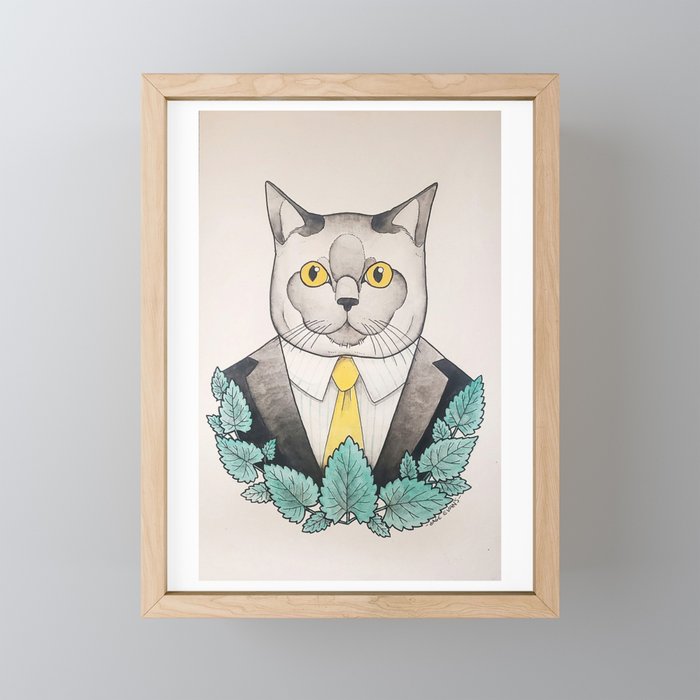 Business Cat Framed Mini Art Print