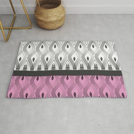 Art Deco 55 . White black and pink textures . Rug