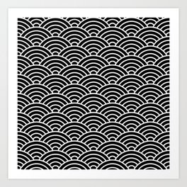 Japanese fan pattern in black Art Print