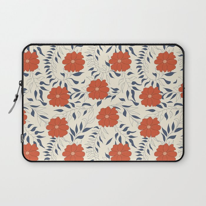 Red flowers and dancing leaves Laptop Sleeve