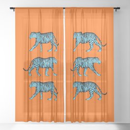 Tigers (Orange and Blue) Sheer Curtain