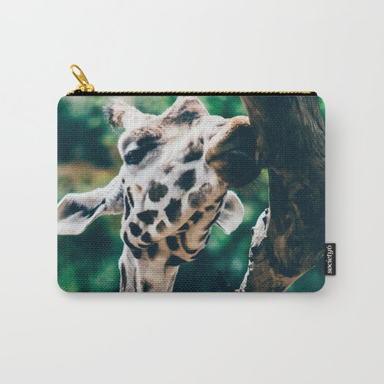 Green Portrait Of A Giraffe Carry-All Pouch