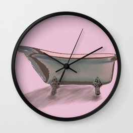 Bathtub Wall Clock | Acrylic, Vintage, Illustration, Nature, Watercolor, Bathtub, Design, Accessories, Painting, Oil 