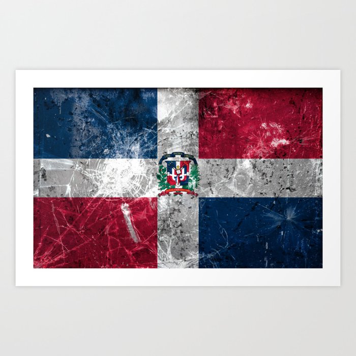 Bandera Dominicana Grunge Art Print