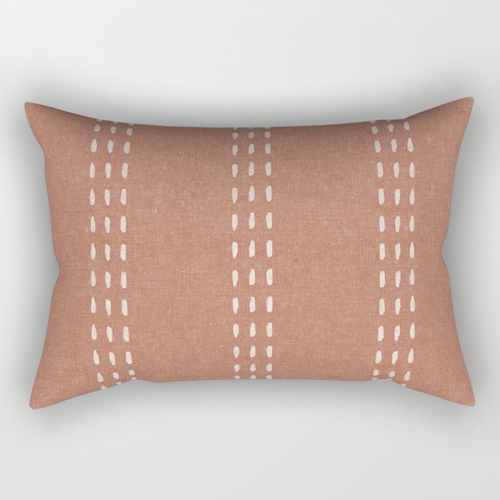 boho vertical stitch - terracotta Rectangular Pillow