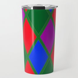Red Green Blue and Purple Diamond Argyle Pattern  Travel Mug