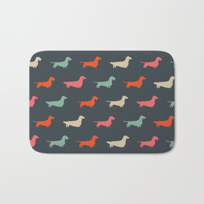 Dachshund Silhouettes | Colorful Patterned Wiener Dogs Bath Mat