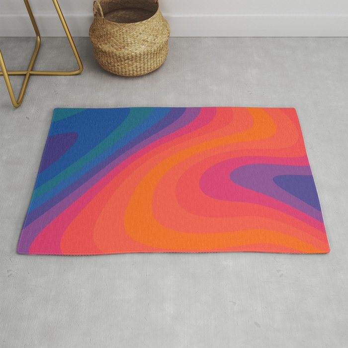 Fluid Abstract Colorful Retro Aesthetic Rug