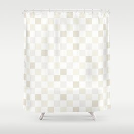 Checkerboard Check Pattern in Pale Light Neutral Beige White Tones Shower Curtain